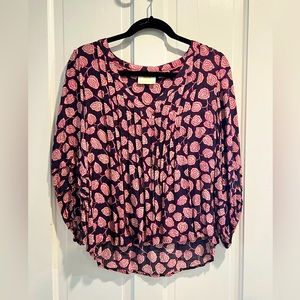 MAEVE by Anthropologie rose pattered 3/4 sleeve length blouse